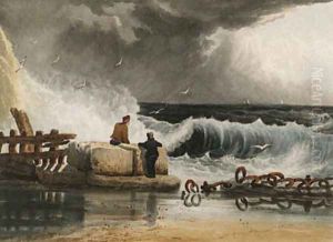 Figures watching a passing storm