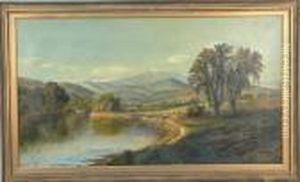 A Good Landscape With Water, Figures In A Hay Wagon