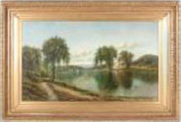 Summer Lake Landscape Withfigures On The Path - view 1