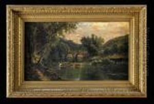 Cows Watering In A Stream by Edmund Darch Lewis