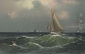 Seascape With Sailboats. by Edmund Darch Lewis