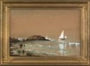 Coastal Scene With Sail Boats by Edmund Darch Lewis