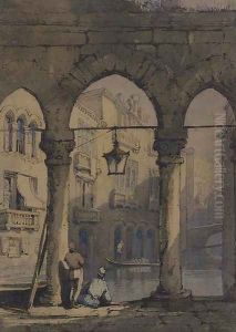 Watching the gondolier, Venice by Samuel Prout