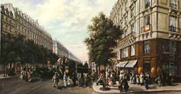 A Busy Paris Street - view 1