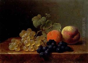 Grapes, An Orange And An Apple On A Marble Ledge by Emilie Preyer