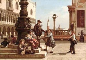 Young Musicians in Piazza San Marco, Venice by Antonio Paoletti