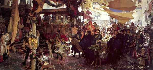 Baptismal Procession for Prince Don Juan through the Streets of Seville 1910 by Francisco Pradilla y Ortiz