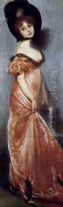 Carrier Belleuse Young Girl In A Pink Dress by Carrier-belleuse Pierre