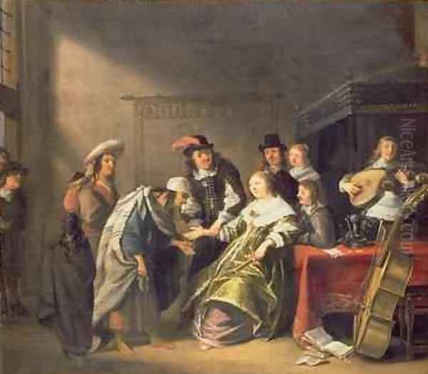 A Bourgeois Interior with a Gypsy Telling a Ladys fortune - view 1