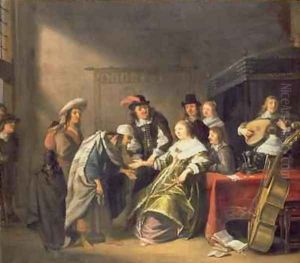 A Bourgeois Interior with a Gypsy Telling a Ladys fortune