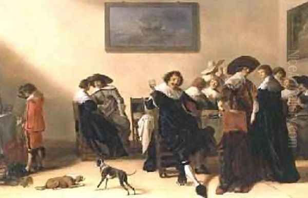 A Merry Group in an Interior, eating and drinking - view 1