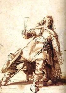 Seated Cavalier with a Sword and a Raised Glass