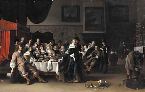 An interior with a christening party - view 1