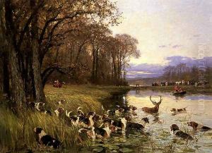 A Stag At Bay by Charles Olivier De Penne