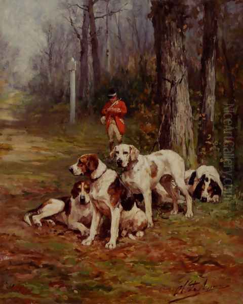 Hunting Dogs At Rest by Charles Olivier De Penne