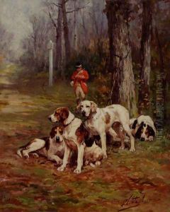 Hunting Dogs At Rest by Charles Olivier De Penne