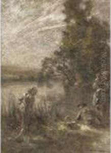 Peasant Family On A River Bank by Leon Augustin Lhermitte