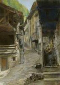 Laneway In The French Alps by Leon Augustin Lhermitte