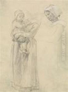 Etude De Femme A L'enfant Pour Le <marche Aux Pommes Delanderneau> Etude De Femme A L'enfant Pour Le <marche Aux Pommes Delanderneau>