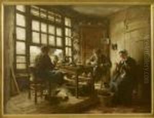 Les Cordonniers De Mont- Saint- Pere by Leon Augustin Lhermitte