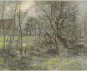 Farmhouse View Through Trees by Leon Augustin Lhermitte
