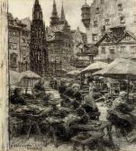 The Market At Nuremberg by Leon Augustin Lhermitte