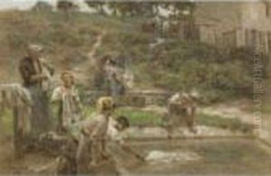 Au Lavoir, Six Figures by Leon Augustin Lhermitte