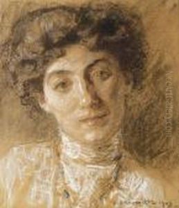 Portrait De Madame Jean Lhermitte, Nee Lucie Megret by Leon Augustin Lhermitte