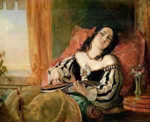 Lady Playing the Mandolin, 1854 by John Phillip