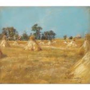 Les Meules [, The Haystacks, Pastel On Paper, Signed] by Leon Augustin Lhermitte
