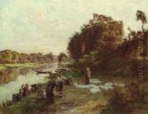 Les Lavandeuses A Chelles by Leon Augustin Lhermitte