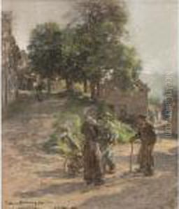 A Discussion, Mont-saint-pere by Leon Augustin Lhermitte