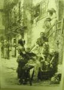Street Scene With Women Washing
