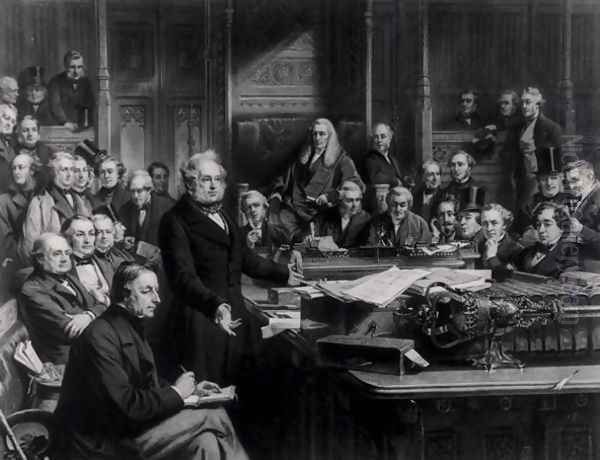 The House of Commons in 1860 Lord Palmerston Addressing the House during the Debate on the Treaty with France, engraved by Falkner, 1863 - view 1