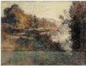 Bord De Seine En Automne by Leon Augustin Lhermitte