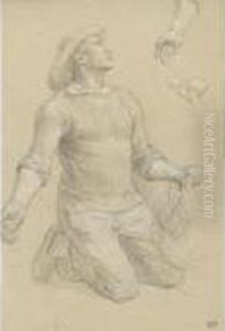 Study Of A Breton Fisherman Kneeling by Leon Augustin Lhermitte