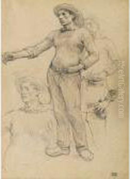 Study Of A Breton Fisherman Standing - view 1