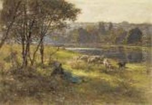 La Bergere Et Son Troupeau by Leon Augustin Lhermitte