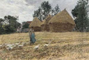 Le Troupeau D'oies Pres Des Meules Le Troupeau D'oies Pres Des Meules