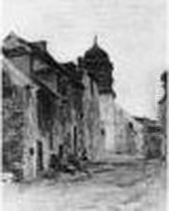 La Rue Haute De Mont-saint-pere. by Leon Augustin Lhermitte