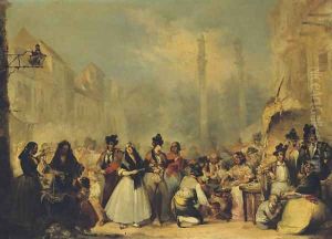 Figures on the 'Almeda de Hercules', Seville by John Phillip