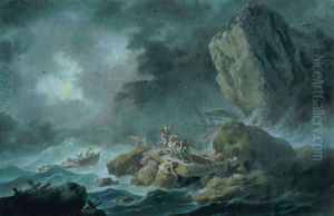 Seascape in a storm by Jean-Baptiste Pillement