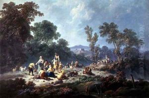 A Wooded Landscape by Jean-Baptiste Pillement