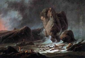 Shipwrecked Sailors Coming Ashore by Jean-Baptiste Pillement
