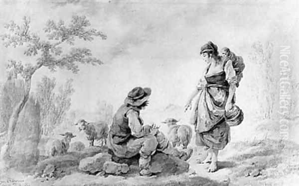 Two peasants in a landscape - view 1