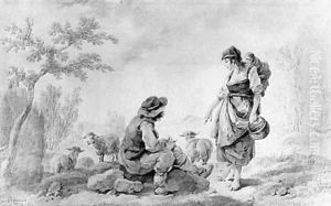 Two peasants in a landscape Two peasants in a landscape