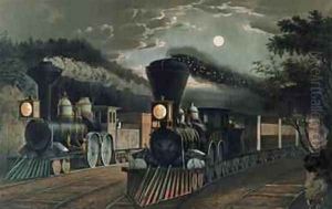 The Lightning Express Trains, pub. by Currier and Ives, New York, 1863