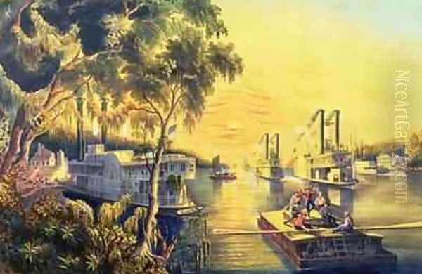 The Mississippi in the Time of Peace, pub. by Currier and Ives, New York, 1865 - view 1