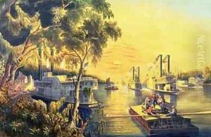 The Mississippi in the Time of Peace, pub. by Currier and Ives, New York, 1865 by Frances Flora Bond (Fanny) Palmer