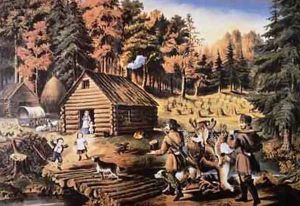 Pioneers home in the American wilderness, 1867 by Frances Flora Bond (Fanny) Palmer